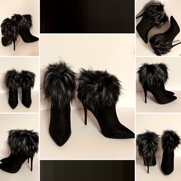 Faux Fur Suede Ankle Boots - Picture 1 of 14